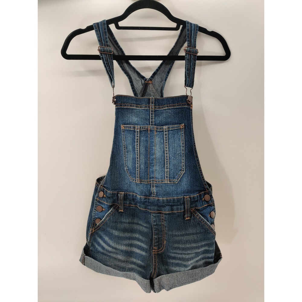 NOBO Denim Relaxed Fit Overall Shorts Distressed Cuffed Size M 7 9